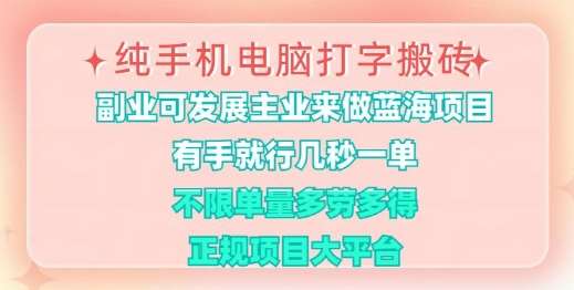手机电脑打字搬砖项目揭秘：正规平台多劳多得轻松赚钱-聚合资源库