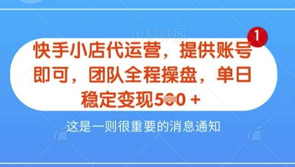 快手小店代运营3.0模式升级：五五分成稳定日赚8单揭秘-聚合资源库