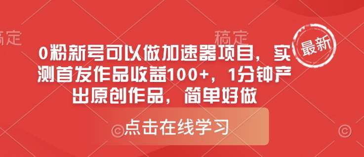 0粉新号1分钟原创作品实测收益100+的加速器项目-聚合资源库
