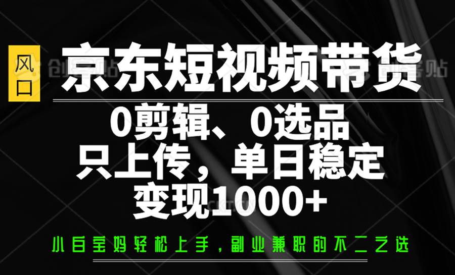 京东短视频带货秘籍：0剪辑0选品轻松日赚1000+-聚合资源库