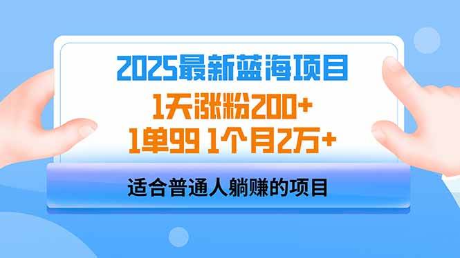 2025蓝海项目揭秘：1天涨粉200+，单笔99元，月入2万+的实战攻略-聚合资源库
