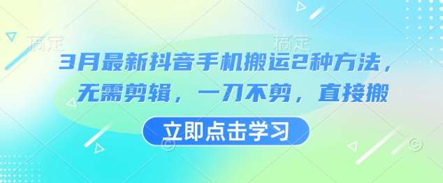2024年3月抖音手机搬运最新技巧：无需剪辑直接发布高效方法-聚合资源库