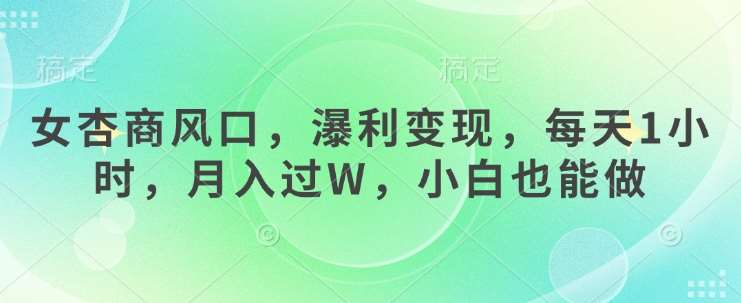 女性创业风口揭秘：每天1小时轻松月入过万，新手也能快速变现-聚合资源库