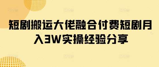 付费短剧搬运实操指南：月入3W的融合变现秘籍-聚合资源库