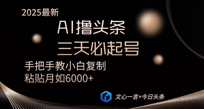 AI撸头条三天起号教程：小白复制粘贴轻松月入6000+-聚合资源库