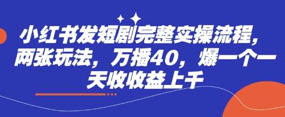 小红书短剧实操指南：万播40爆款秘籍，日收益上千轻松实现-聚合资源库