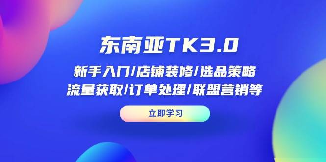 “东南亚电商TK3.0全面攻略：新手必看！店铺装修、选品秘籍、流量引爆、订单管理与联盟营销”-聚合资源库