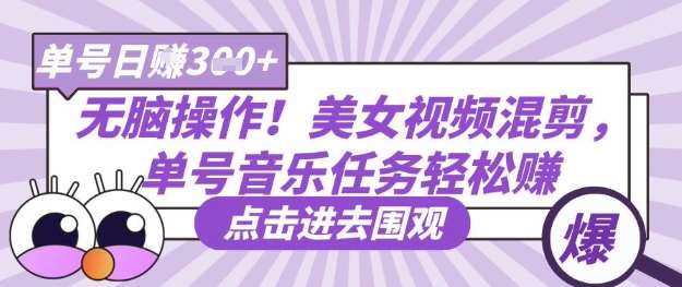 “美女视频混剪：单号音乐助力，日入300+的轻松赚钱秘诀”-聚合资源库