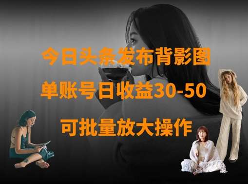 “揭秘：如何利用今日头条背影图日赚30-50，专家级策略全解析”-聚合资源库