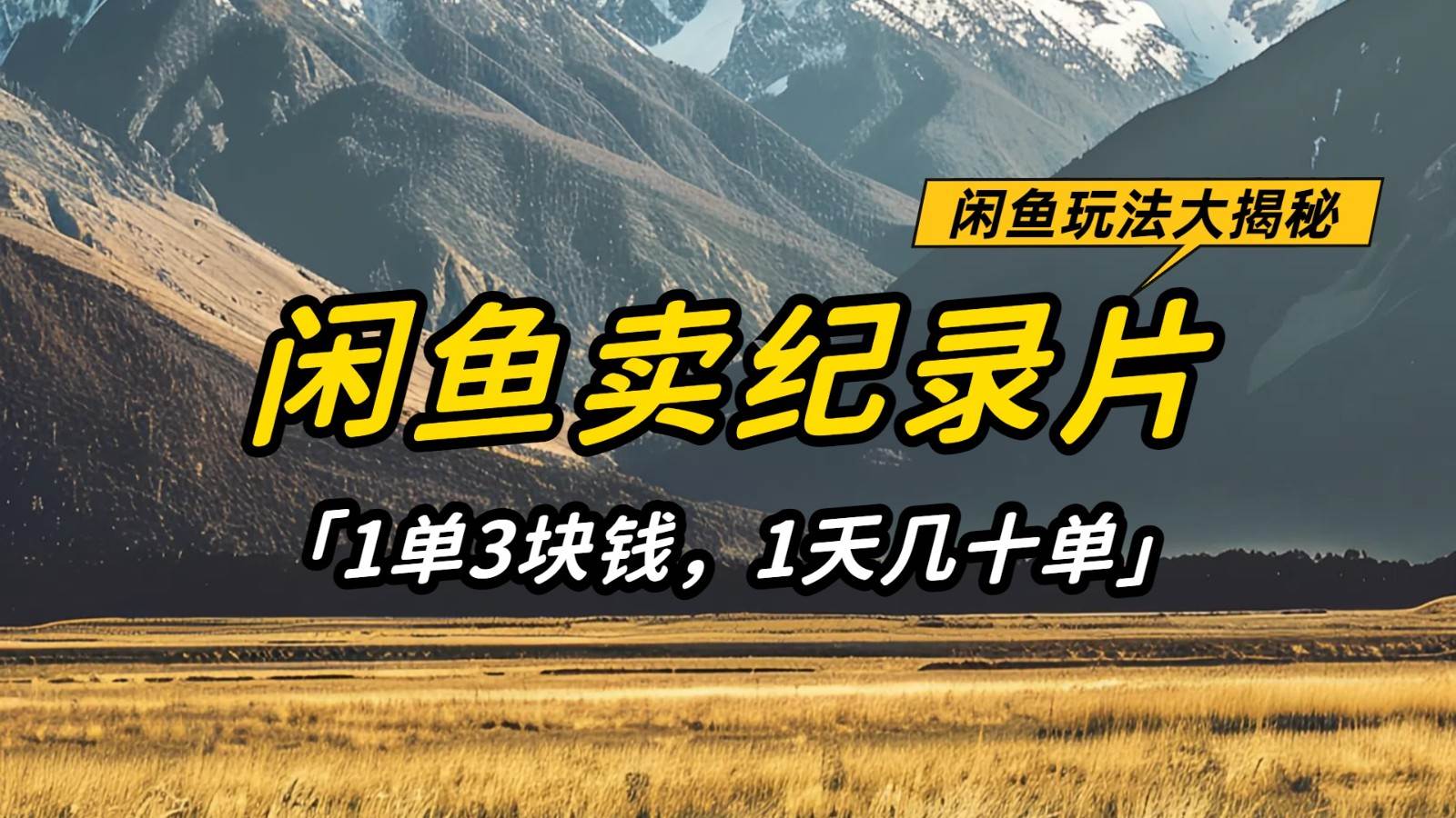 “日赚百元！揭秘闲鱼纪录片销售秘籍：每单仅需3元”-聚合资源库