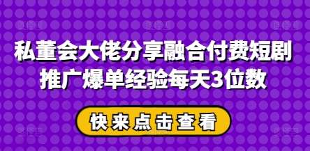 “私董会精英揭秘：日销破千的付费短剧营销秘籍”-聚合资源库