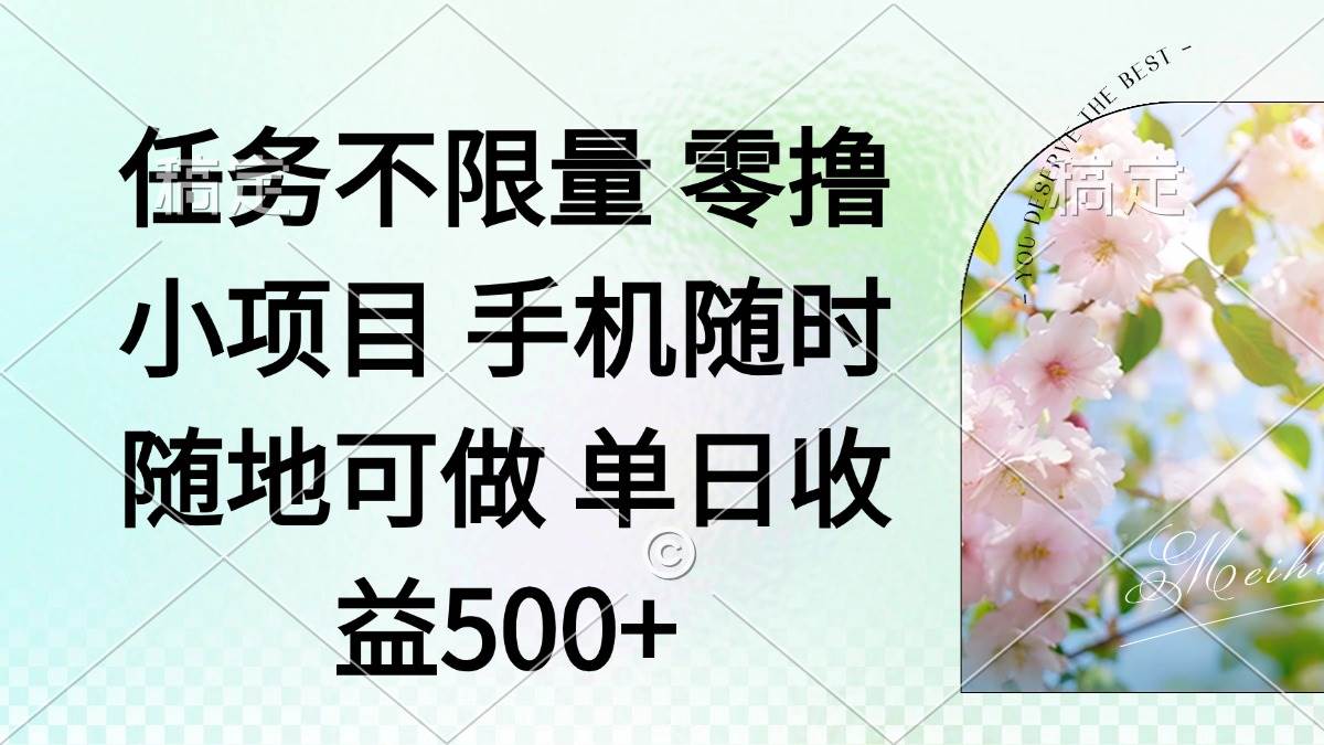 手机轻松赚钱秘籍：零成本日赚500+的高效小项目揭晓！-聚合资源库