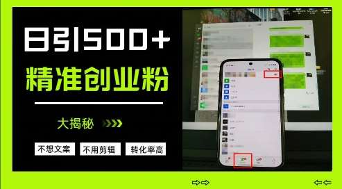 “揭秘：无需文案剪辑，日增500+精准创业粉丝的高效策略”-聚合资源库