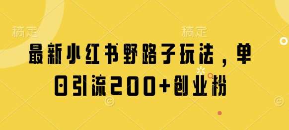 “日增200+精准创业粉丝：揭秘小红书高效引流秘籍”-聚合资源库