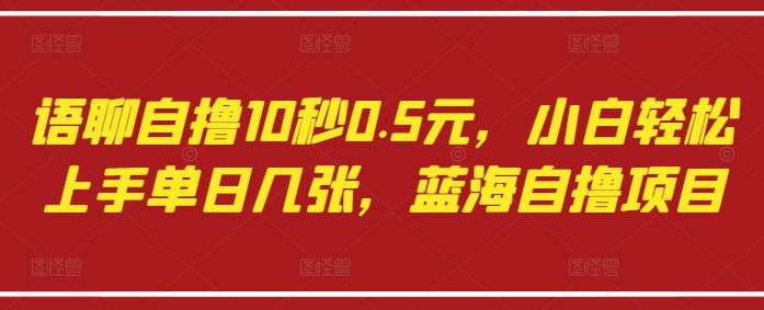 “快速上手！日赚数倍的蓝海自撸项目，10秒赚0.5元的秘诀揭秘”-聚合资源库