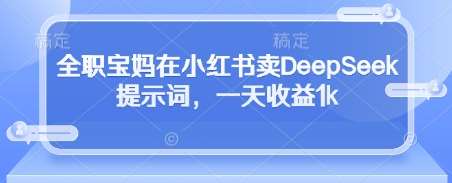 “全职宝妈分享：如何运用DeepSeek提示词在小红书上日入千元”-聚合资源库