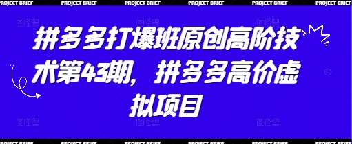拼多多虚拟项目制胜攻略：揭秘高阶技术，引爆销量新高度-聚合资源库