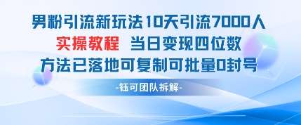 “10天引流7000男性粉丝：揭秘日入四位数的可复制营销秘诀”-聚合资源库
