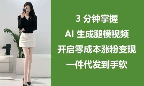 3分钟学会AI制作腿部模型视频，低成本快速增粉并实现收益最大化-聚合资源库