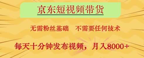 “京东短视频带货秘籍：无需粉丝基础，轻松月入8k的实操技巧”-聚合资源库