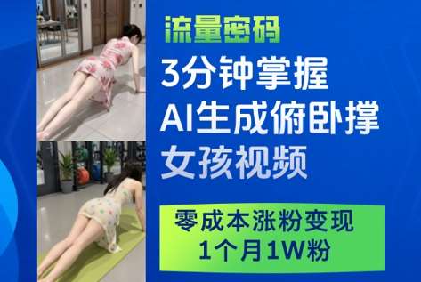 “3分钟学会AI视频制作：打造俯卧撑女孩视频，零成本快速吸粉，月增粉丝1万+”-聚合资源库