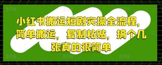 “揭秘小红书短剧搬运技巧：轻松复制粘贴，打造爆款内容”-聚合资源库