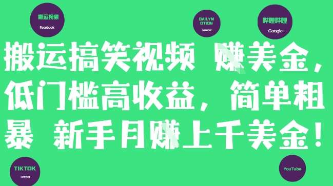 “搞笑视频搬运大揭秘：新手如何轻松月入过千美金？”-聚合资源库