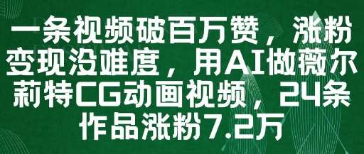 “AI奇迹：薇尔莉特CG动画如何24作品狂揽7.2W粉丝，揭秘百万点赞秘诀”-聚合资源库